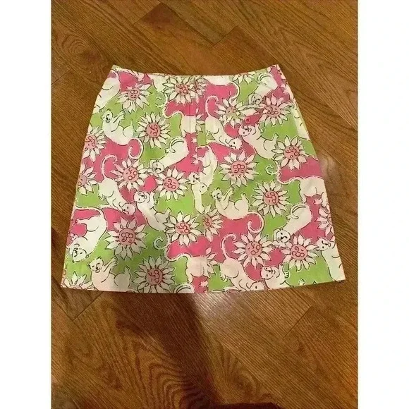 Vintage Lilly Pulitzer Skirt French Fried Size 8 Pink Panther White Label - Picture 7 of 7